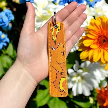 Cute Flame Companion Embroidered Keychain