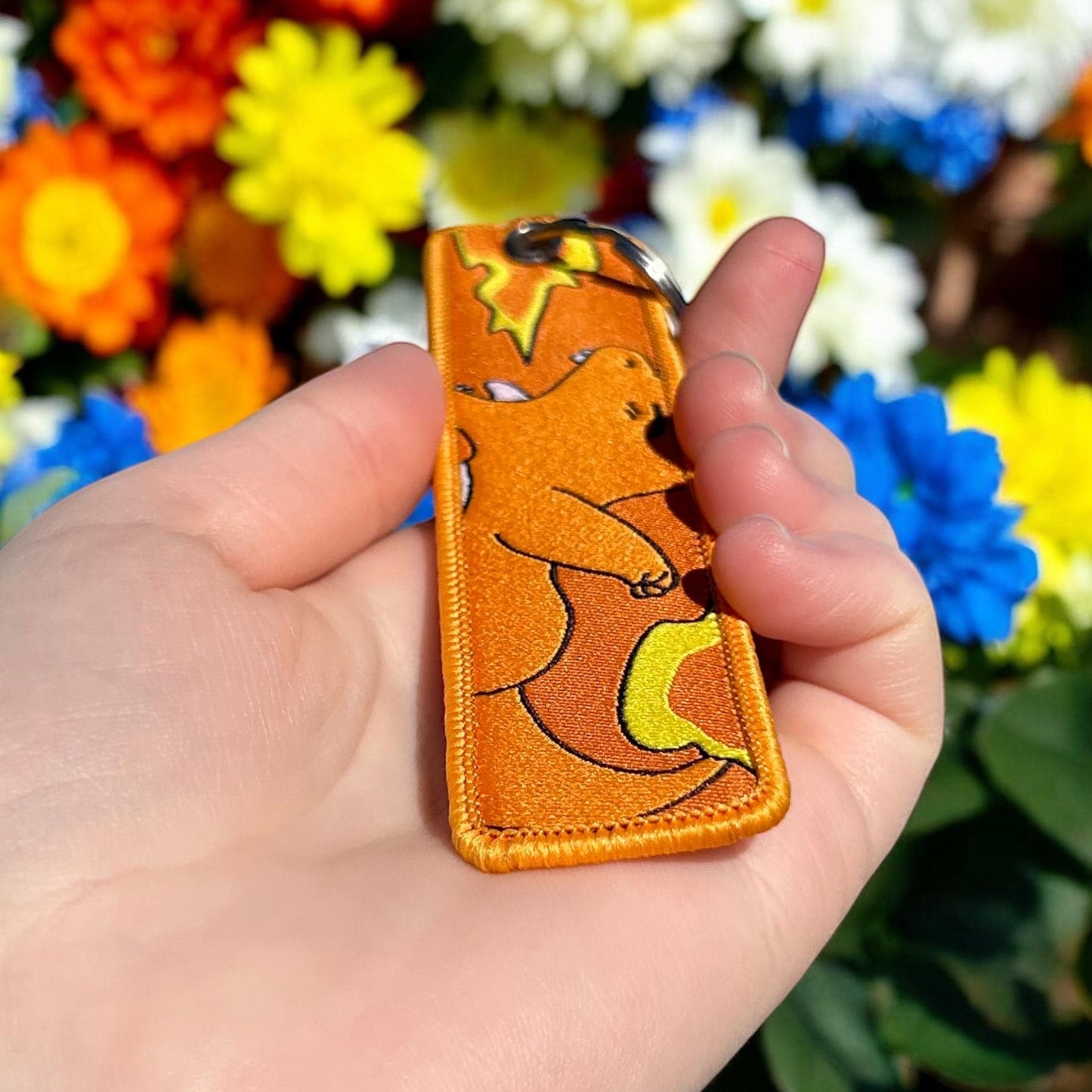 Cute Flame Companion Embroidered Keychain