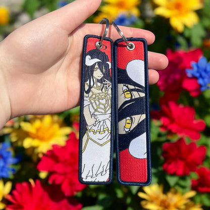 Dark Winged Beauty Embroidered Keychain