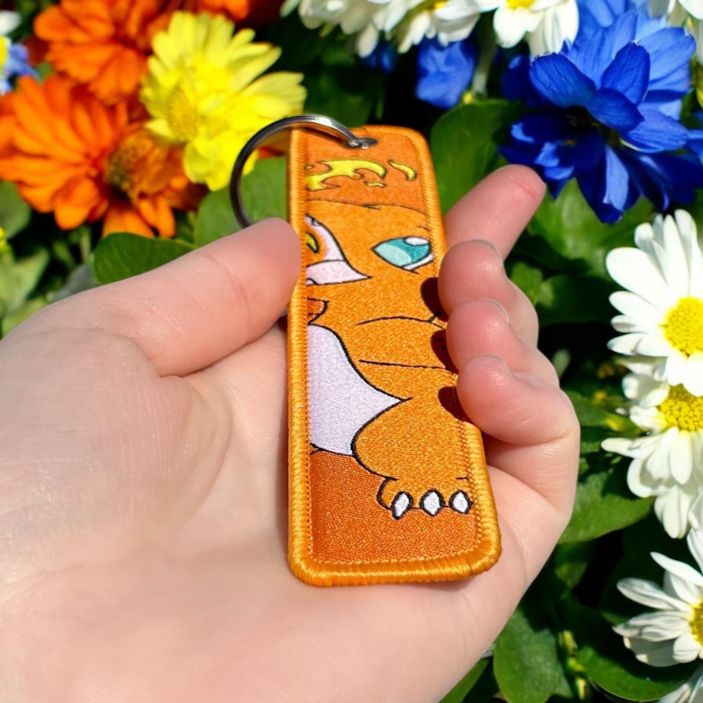 Cute Flame Companion Embroidered Keychain