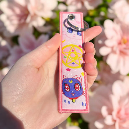 Dreamy Moon Guardian Embroidered Keychain