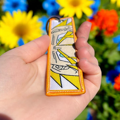 Golden Power Hero Embroidered Keychain