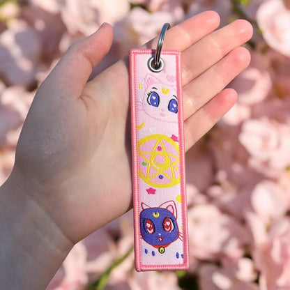 Dreamy Moon Guardian Embroidered Keychain