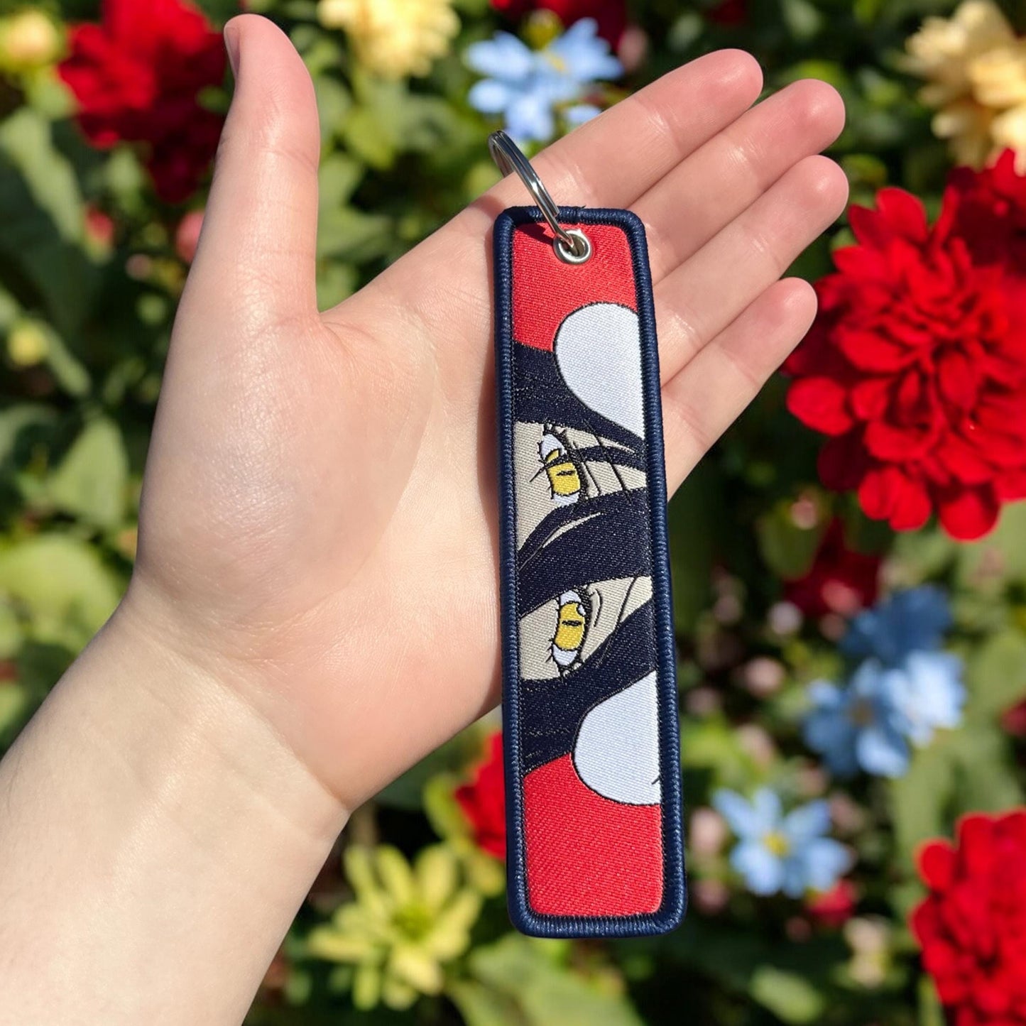 Dark Winged Beauty Embroidered Keychain