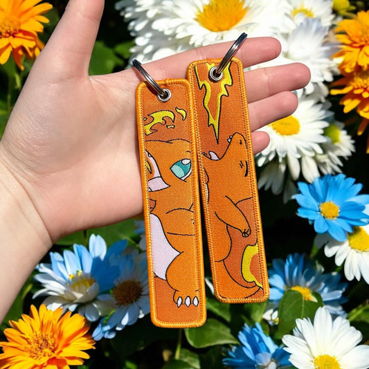 Cute Flame Companion Embroidered Keychain