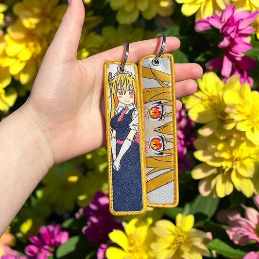 Kawaii Dragon Girl Embroidered Keychain