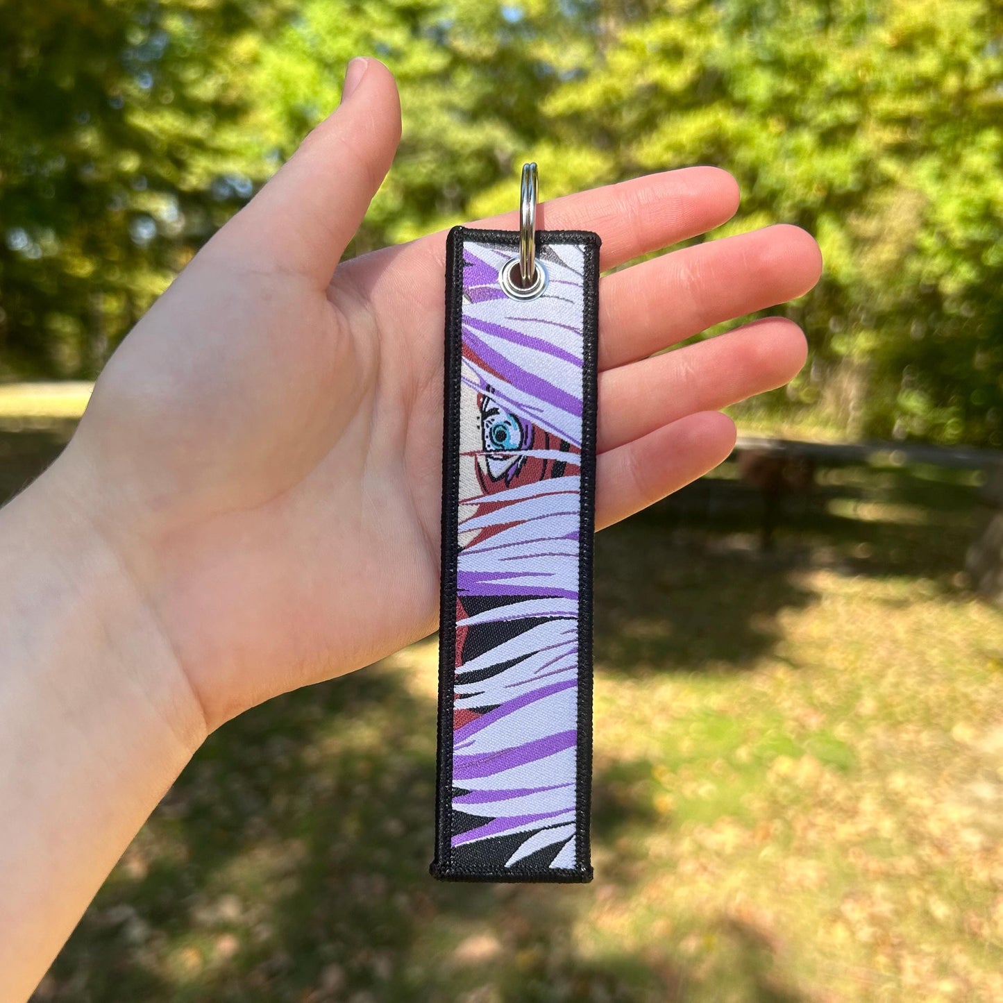 Blindfolded Hero Embroidered Keychain