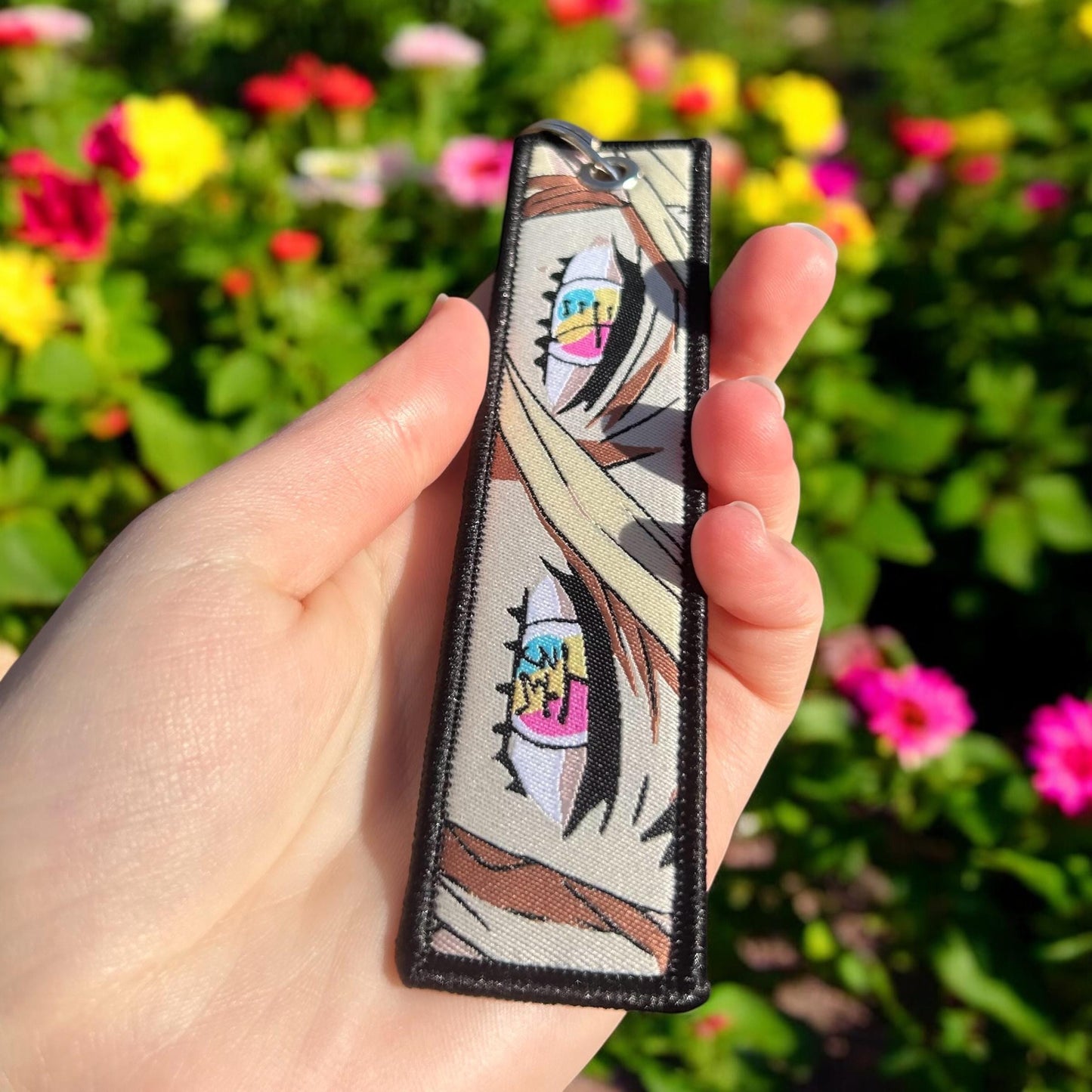 Crimson Frost Embroidered Keychain