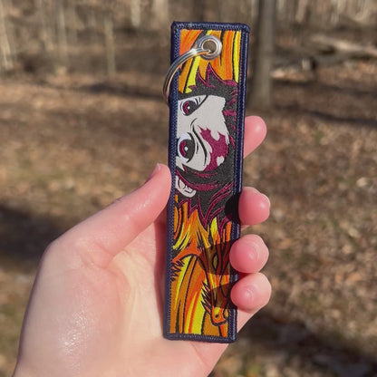 Flame and Flow Embroidered Keychain