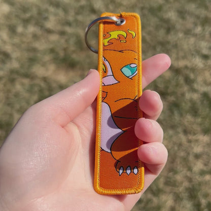 Cute Flame Companion Embroidered Keychain