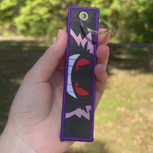 Ghostly Grin Embroidered Keychain
