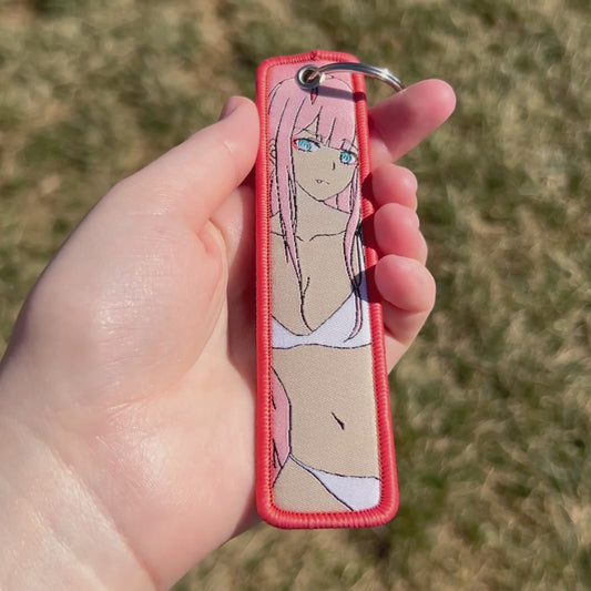 Pink-Haired Rebel Embroidered Keychain
