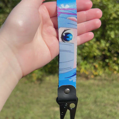 Blue Haired Maid Keychain Strap
