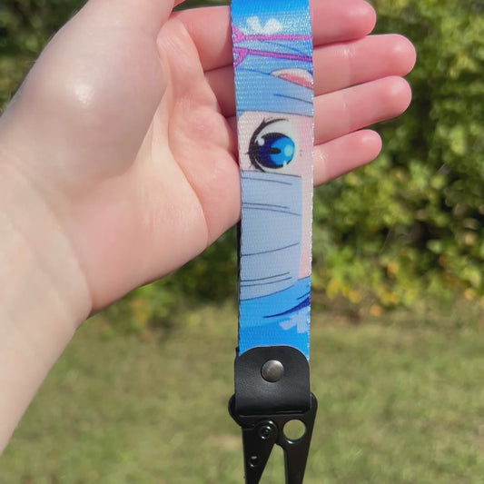 Blue Haired Maid Keychain Strap