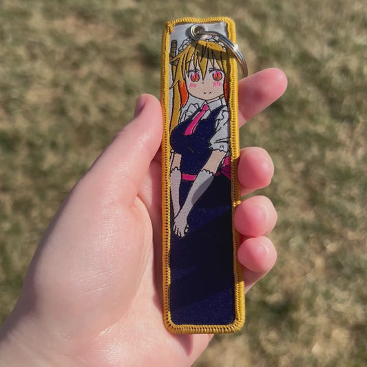 Kawaii Dragon Girl Embroidered Keychain