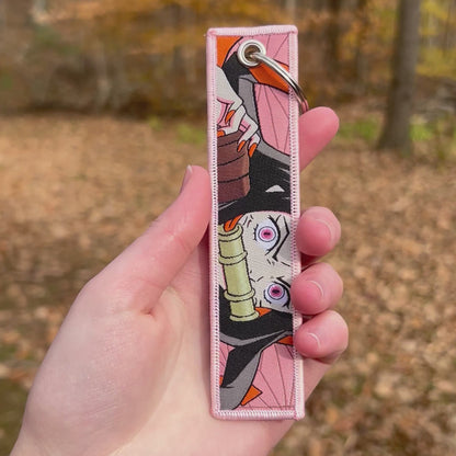 Pink Eyed Slayer Embroidered Keychain