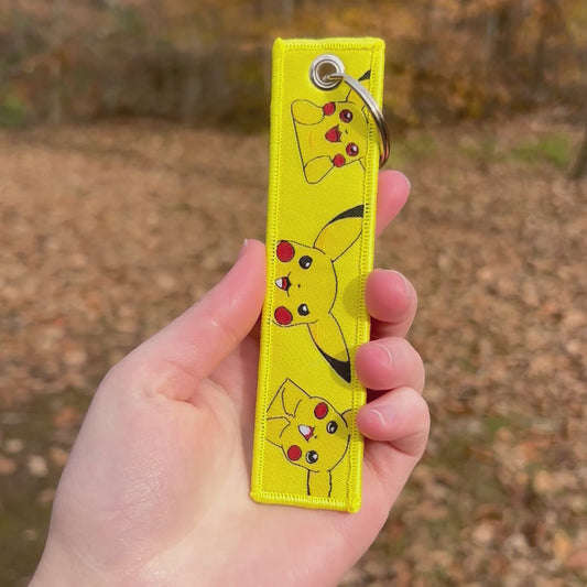 Yellow Lightning Friend Embroidered Keychain