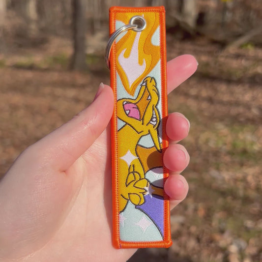 Flying Fire Beast Embroidered Keychain