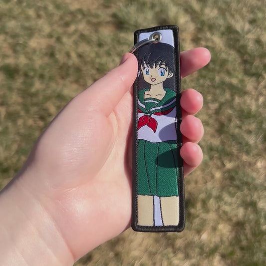 Time-Traveling Schoolgirl Embroidered Keychain