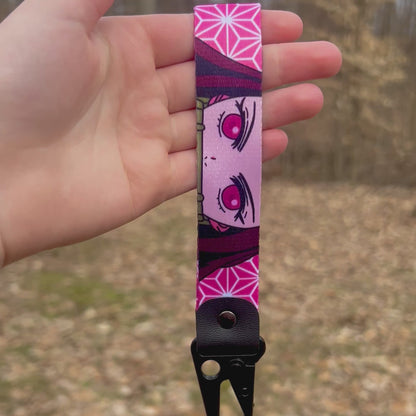 Pink Flame Keychain Strap
