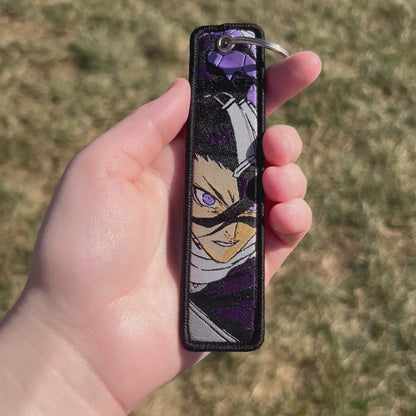 Cherry Blossom Warrior Embroidered Keychain