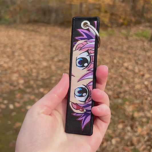 Silver Current Embroidered Keychain