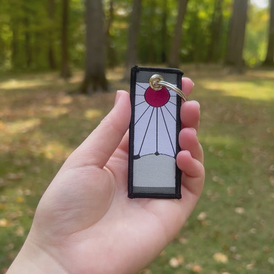 Crimson Petal Embroidered Keychain